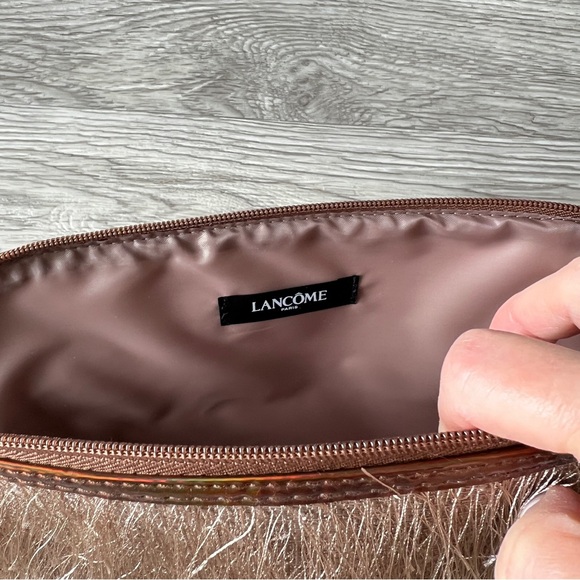 LANCÔME Clutch Makeup Bag Travel Textured Fringe Metallic Zippered fully lined - Picture 6 of 8